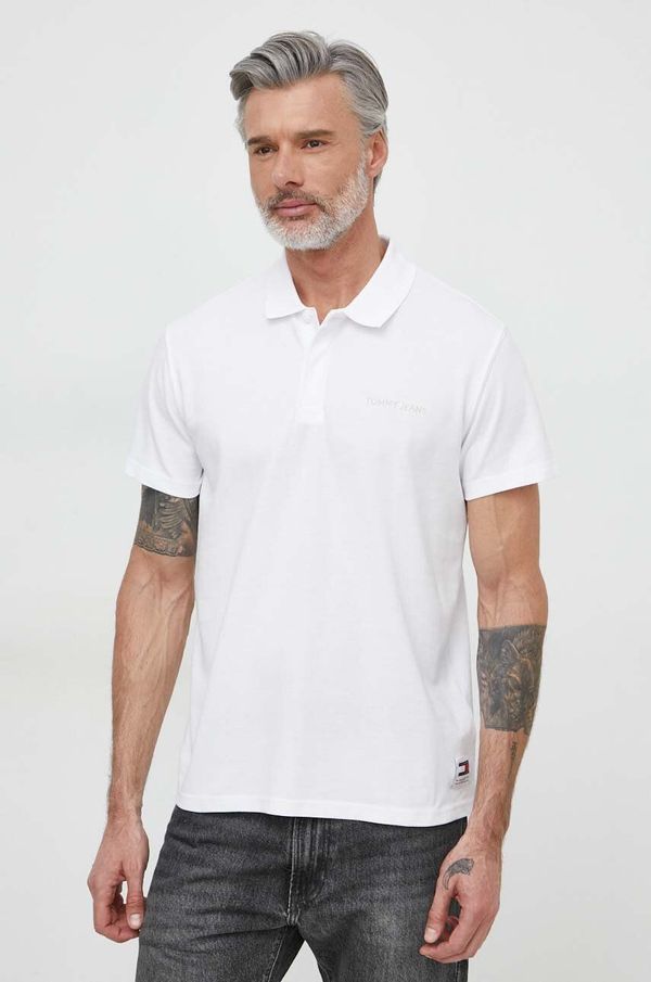 Tommy Jeans Pamučna polo majica Tommy Jeans boja: bijela, bez uzorka