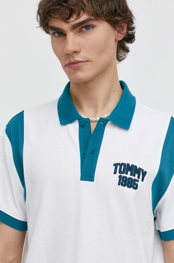 Tommy Jeans Pamučna polo majica Tommy Jeans boja: bijela, s uzorkom, DM0DM18919