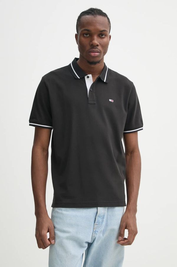Tommy Jeans Pamučna polo majica Tommy Jeans boja: crna, bez uzorka, DM0DM20745
