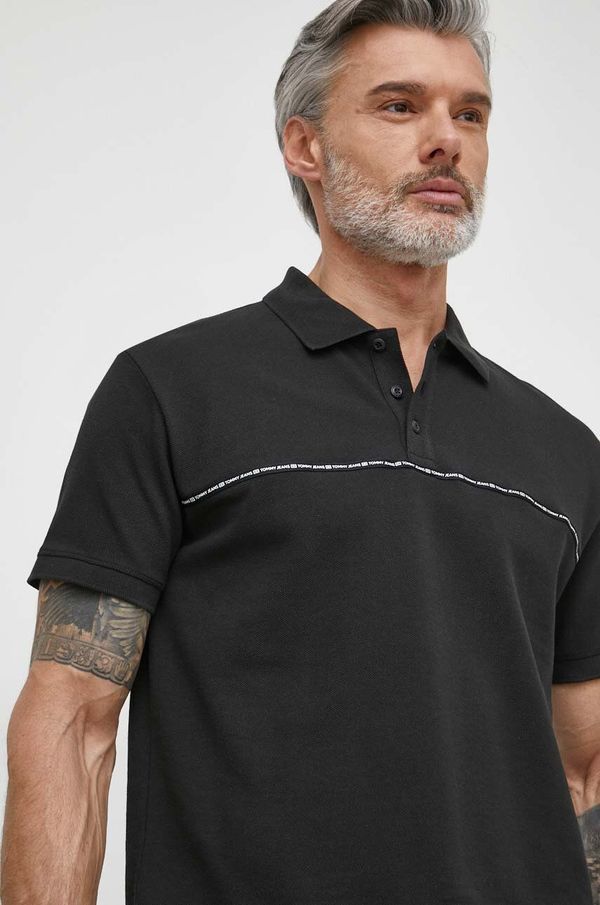 Tommy Jeans Pamučna polo majica Tommy Jeans boja: crna, s tiskom
