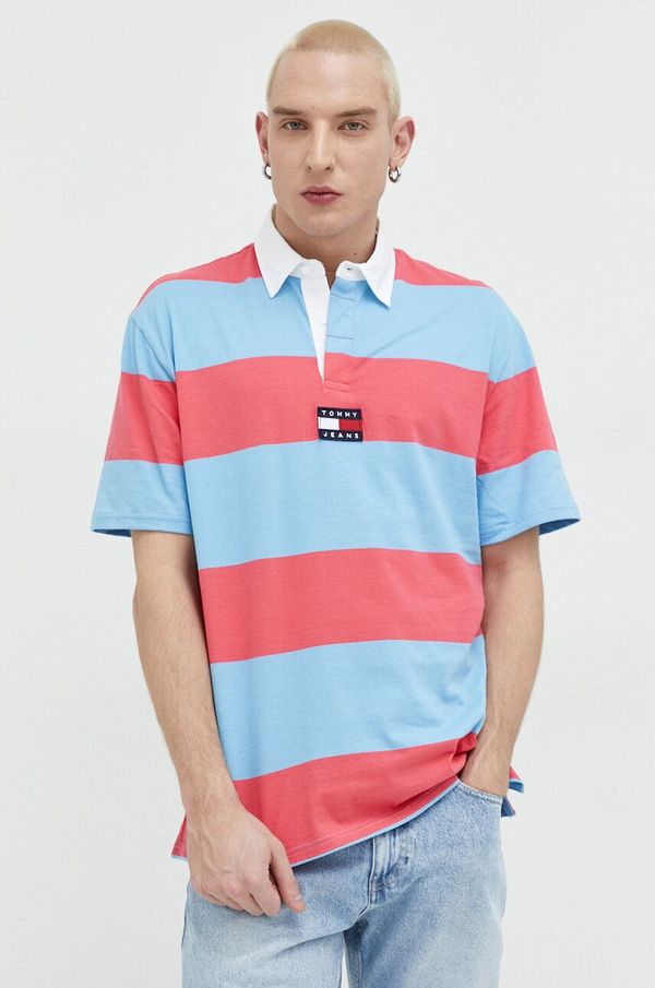 Tommy Jeans Pamučna polo majica Tommy Jeans boja: ružičasta, s uzorkom