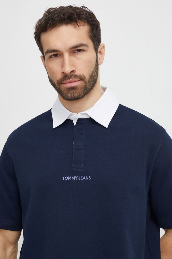 Tommy Jeans Pamučna polo majica Tommy Jeans boja: tamno plava, bez uzorka