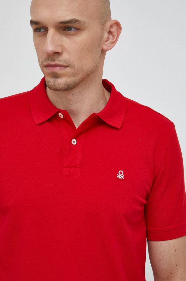United Colors of Benetton Pamučna polo majica United Colors of Benetton boja: crvena, jednobojni model