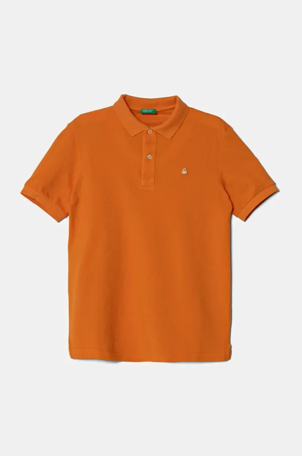 United Colors of Benetton Pamučna polo majica United Colors of Benetton boja: narančasta, bez uzorka, 3089C300Q