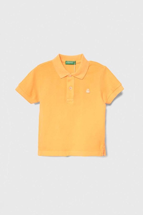 United Colors of Benetton Pamučna polo majica United Colors of Benetton boja: narančasta, s aplikacijom