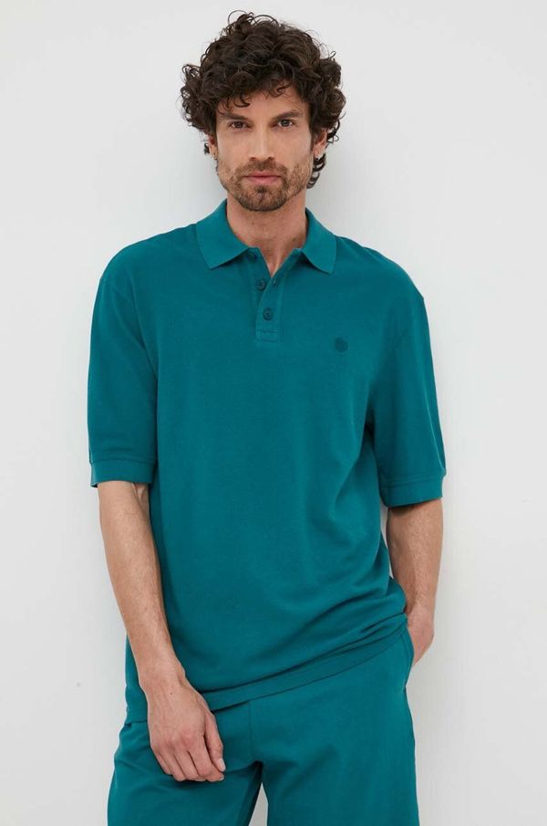 United Colors of Benetton Pamučna polo majica United Colors of Benetton boja: zelena, glatki model