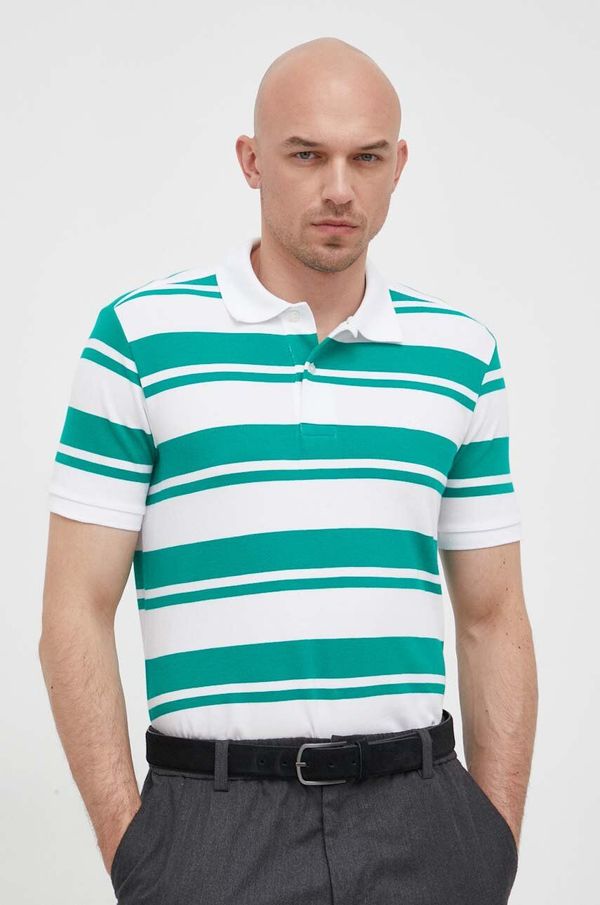 United Colors of Benetton Pamučna polo majica United Colors of Benetton boja: zelena, s uzorkom