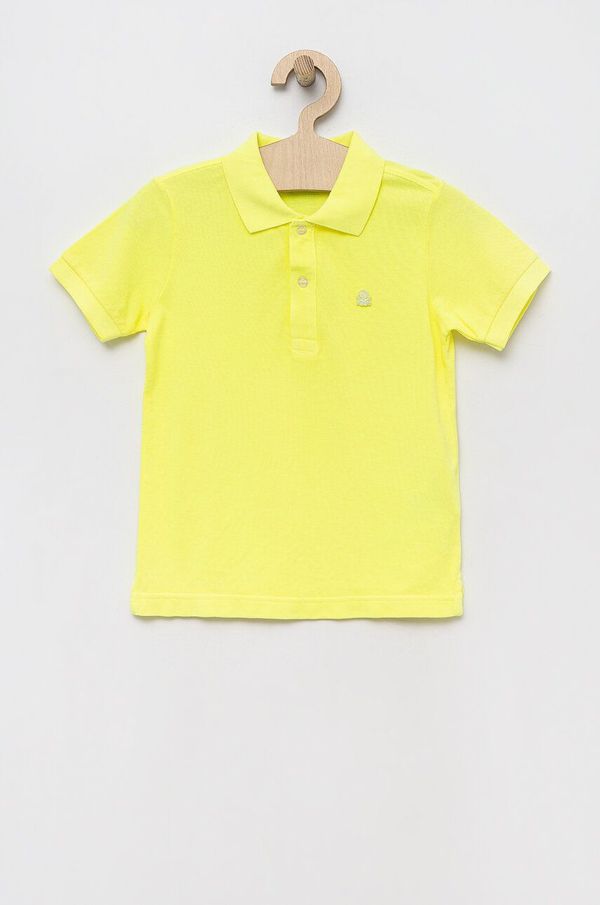 United Colors of Benetton Pamučna polo majica United Colors of Benetton boja: žuta, glatki model