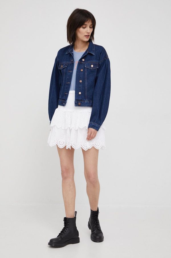 Pepe Jeans Pamučna suknja Pepe Jeans Isolda boja: bijela, mini, širi se prema dolje