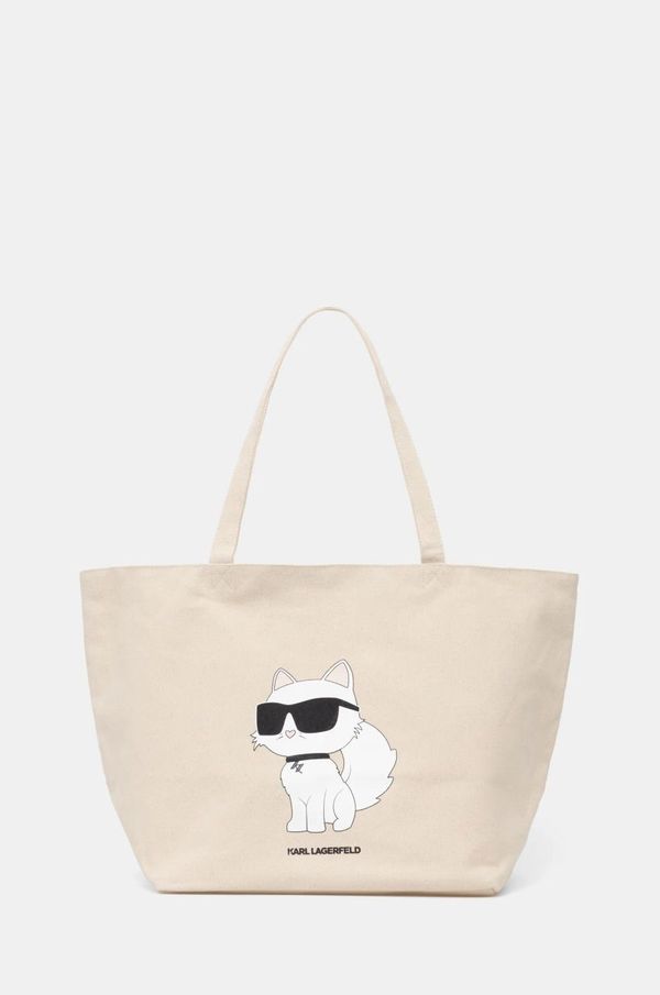 Karl Lagerfeld Pamučna torba Karl Lagerfeld boja: bež, A1W50022
