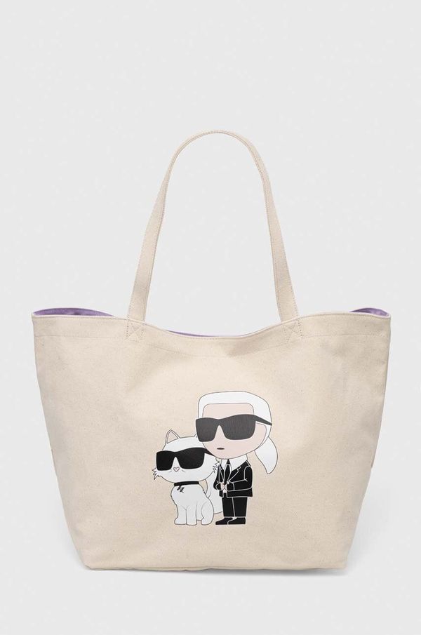 Karl Lagerfeld Pamučna torba Karl Lagerfeld boja: bež