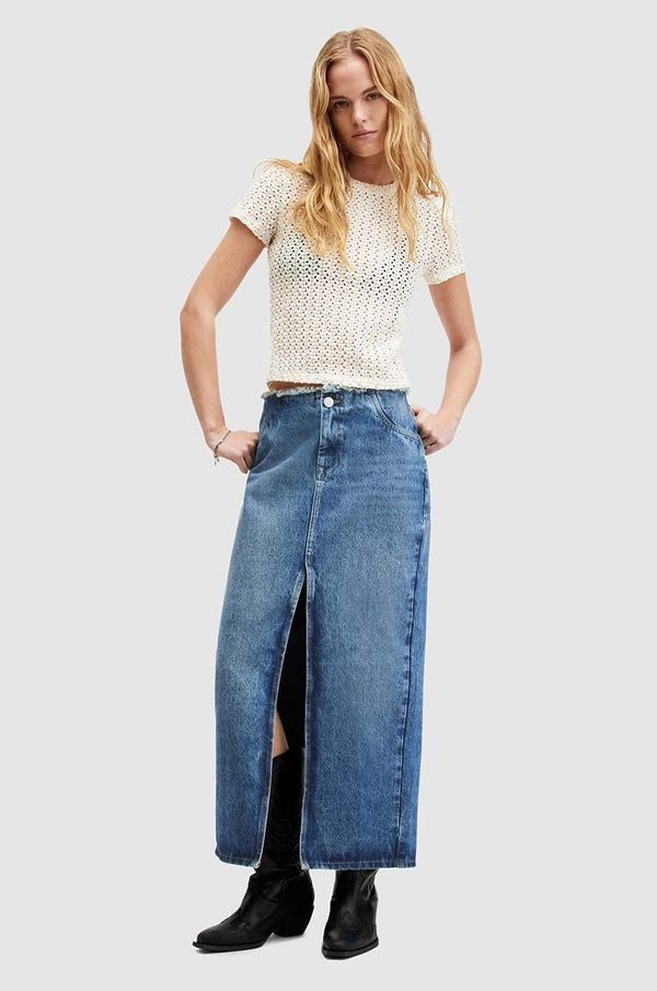 AllSaints Pamučna traper suknja AllSaints CYRA MAXI maxi, ravna, W021RA