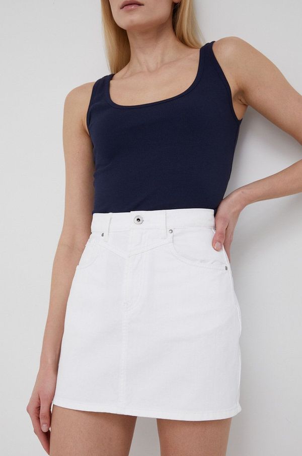 Pepe Jeans Pamučna traper suknja Pepe Jeans Rachel Skirt boja: bijela, mini, ravna