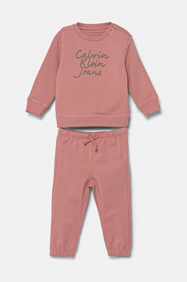 Calvin Klein Jeans Pamučna trenirka za bebe Calvin Klein Jeans boja: ružičasta, IN0IN00288