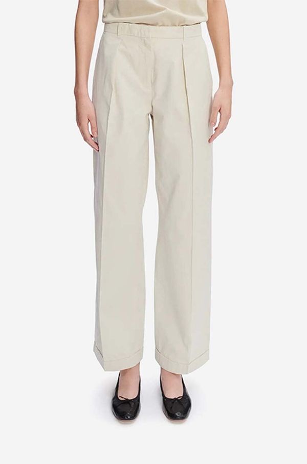 A.P.C. Pamučne hlače A.P.C. Grand Pantal Camila Pantalon boja: bež, ravni kroj, srednje visoki struk, COEPY.F08401-ECRU
