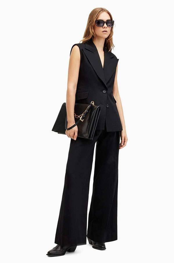 AllSaints Pamučne hlače AllSaints HALLY TROUSER boja: crna, široke, visoki struk, W010QA