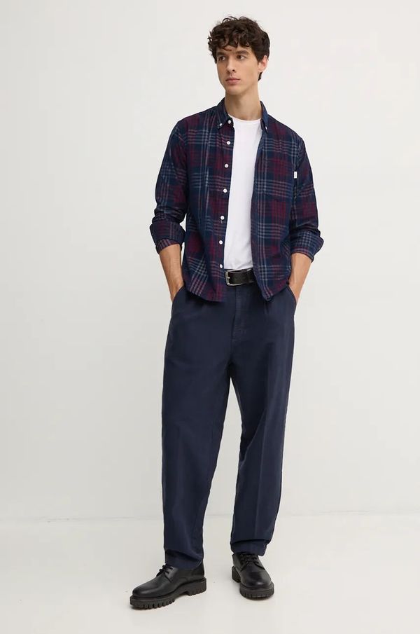 Barbour Pamučne hlače Barbour boja: tamno plava, chinos kroj, MTR0749