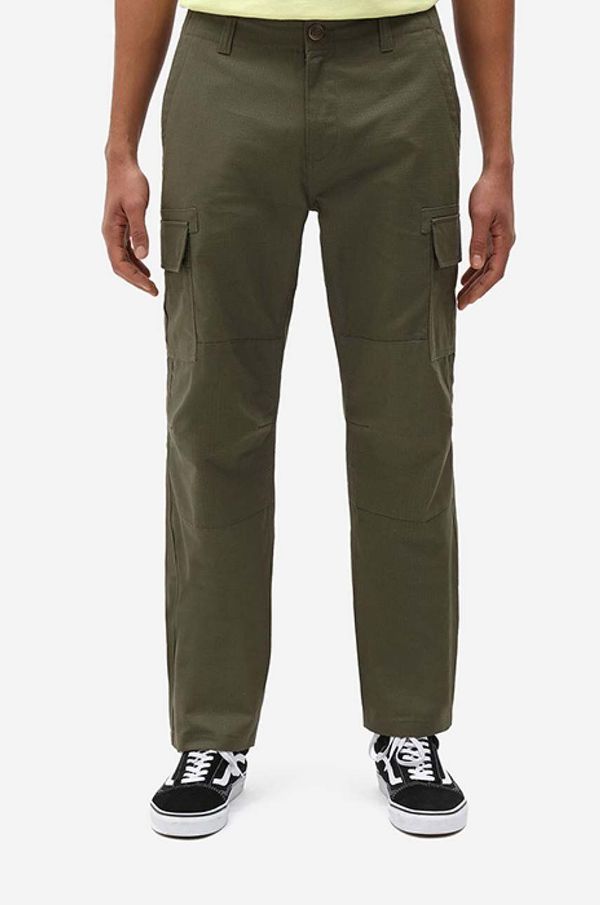 Dickies Pamučne hlače Dickies boja: zelena, ravni kroj, DK0A4XDUMGR-GREEN