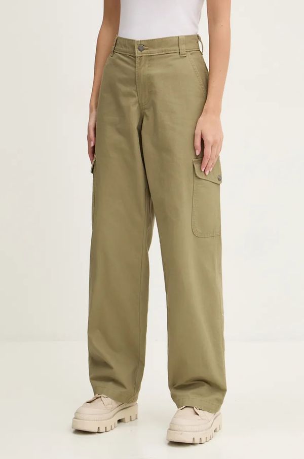Dickies Pamučne hlače Dickies DUCK CANVAS boja: zelena, ravni kroj, srednje visoki struk, DK0A864S