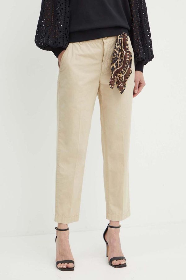 Guess Pamučne hlače Guess CANDIS boja: bež, chinos kroj, visoki struk, W4GB04 WG4NB