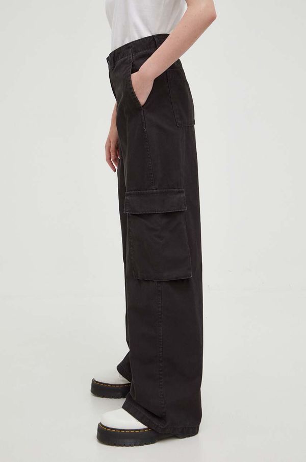 Levi's Pamučne hlače Levi's BAGGY CARGO boja: crna, ravni kroj, srednje visoki struk
