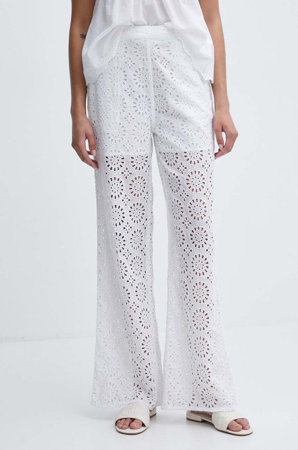 Pepe Jeans Pamučne hlače Pepe Jeans MAGGY boja: bijela, ravni kroj, visoki struk, PL211737