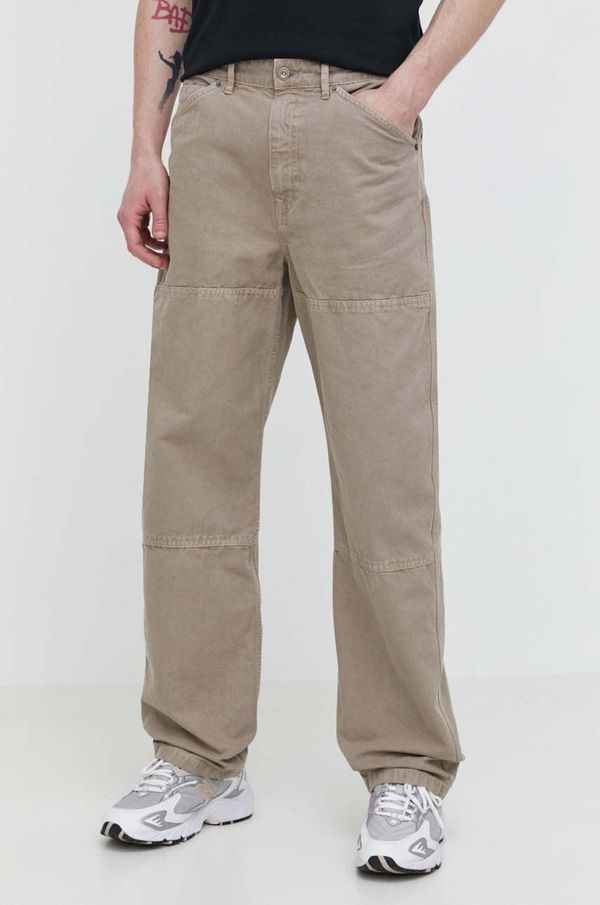 Superdry Pamučne hlače Superdry boja: bež, ravni kroj