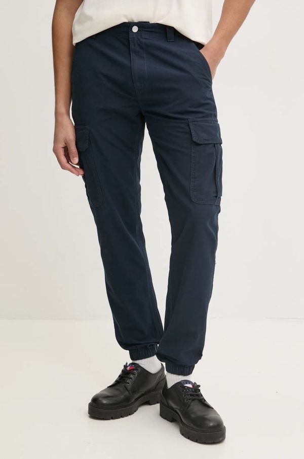 Tommy Jeans Pamučne hlače Tommy Jeans boja: tamno plava, cargo kroj, DM0DM20284