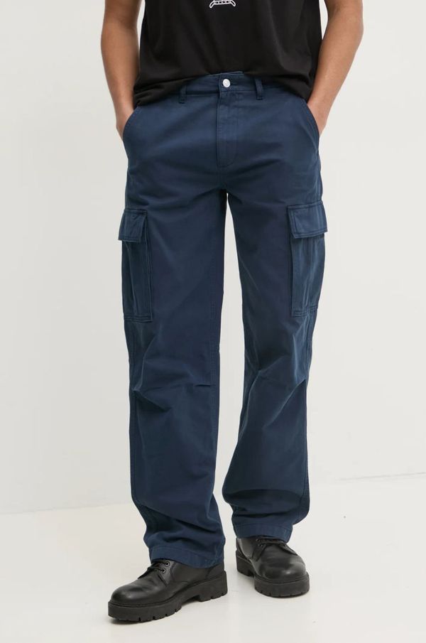 Tommy Jeans Pamučne hlače Tommy Jeans boja: tamno plava, cargo kroj, DM0DM20293