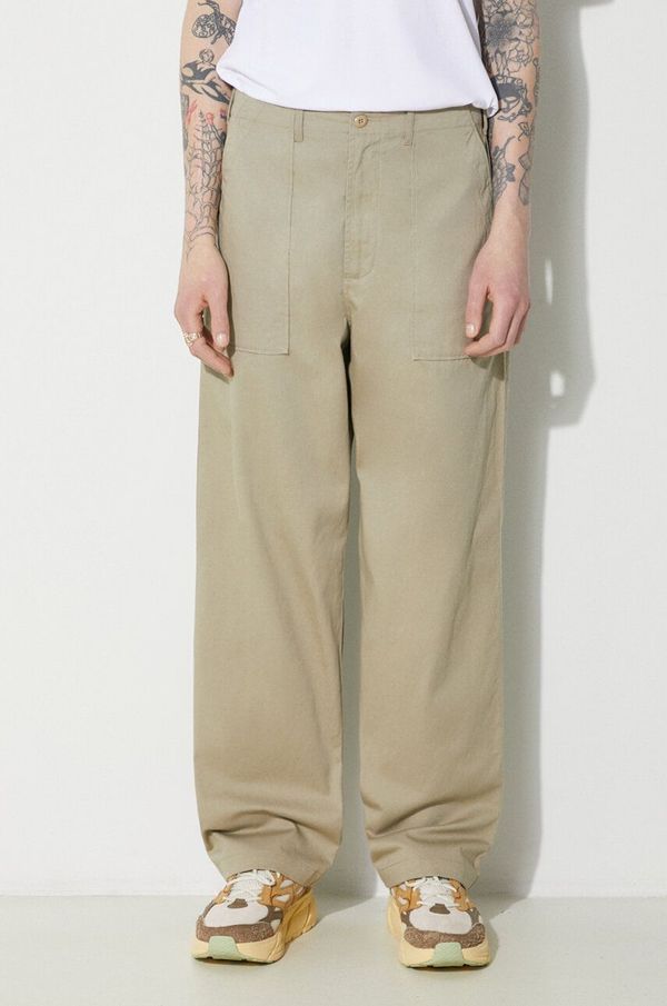 Universal Works Pamučne hlače Universal Works Fatigue Pant boja: bež, ravni kroj, 132.STONE