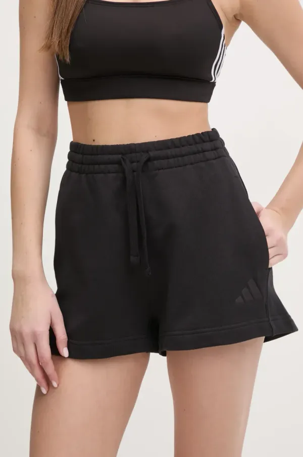 adidas Pamučne kratke hlače adidas ALL SZN za žene, boja: crna, bez uzorka, visoki struk, JJ4920