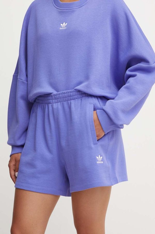 adidas Originals Pamučne kratke hlače adidas Originals boja: ljubičasta, bez uzorka, visoki struk, IW5708