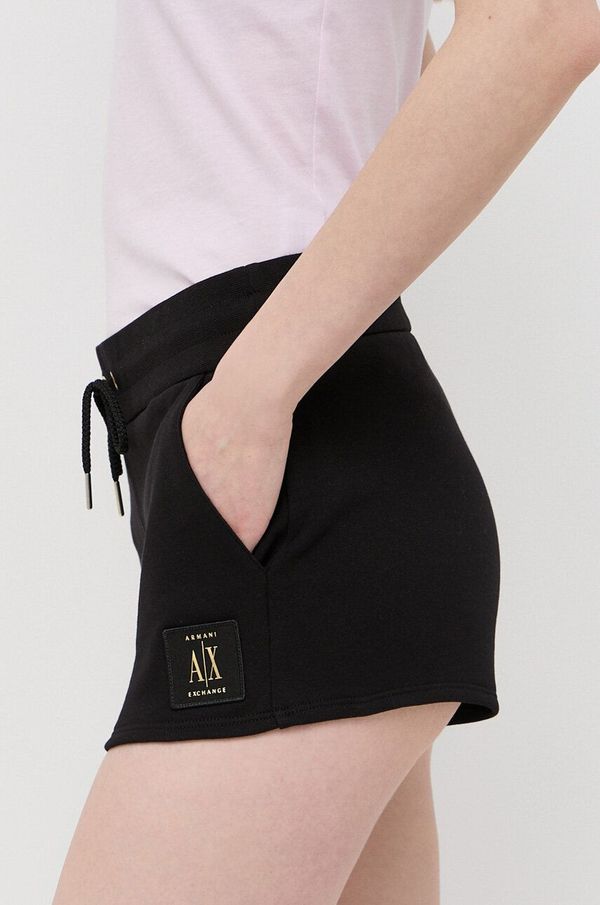 Armani Exchange Pamučne kratke hlače Armani Exchange boja: crna, s aplikacijom, srednje visoki struk