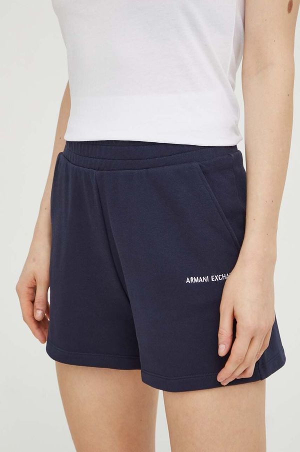 Armani Exchange Pamučne kratke hlače Armani Exchange boja: tamno plava, bez uzorka, visoki struk