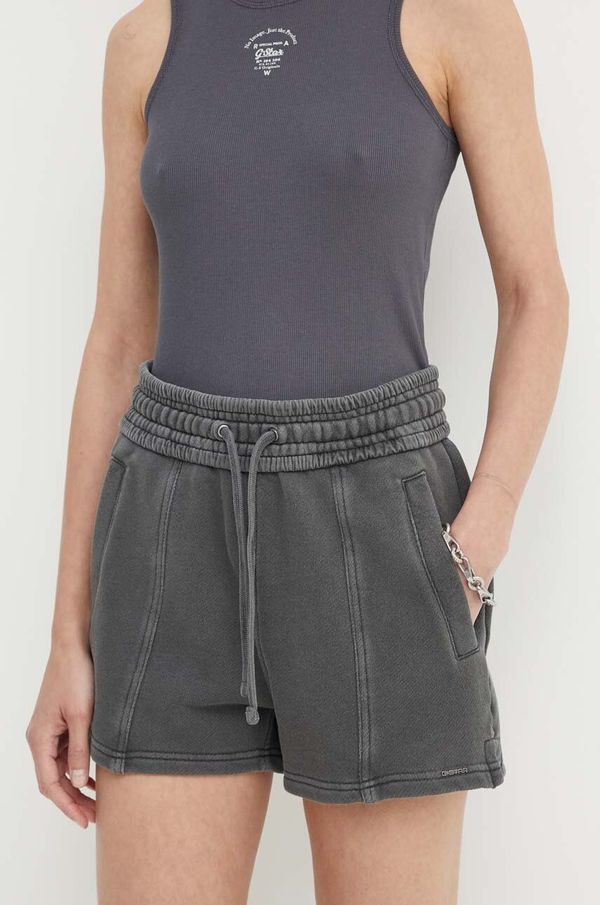 G-Star Raw Pamučne kratke hlače G-Star Raw boja: siva, bez uzorka, visoki struk, D24571-D575