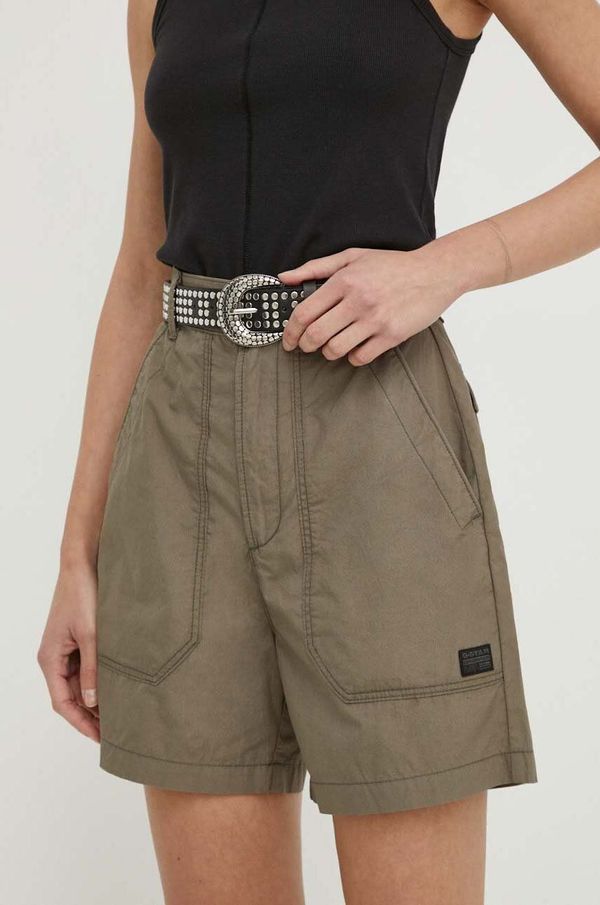 G-Star Raw Pamučne kratke hlače G-Star Raw boja: smeđa, bez uzorka, visoki struk