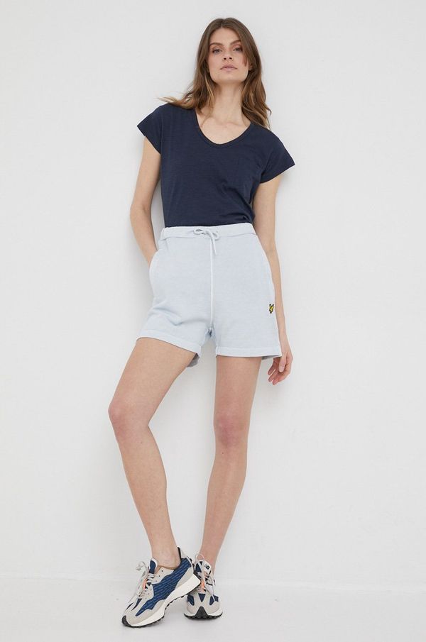 Lyle & Scott Pamučne kratke hlače Lyle & Scott za žene, glatki materijal, visoki struk