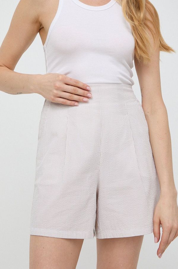 Max Mara Leisure Pamučne kratke hlače Max Mara Leisure boja: bež, s uzorkom, visoki struk, 2416141038600