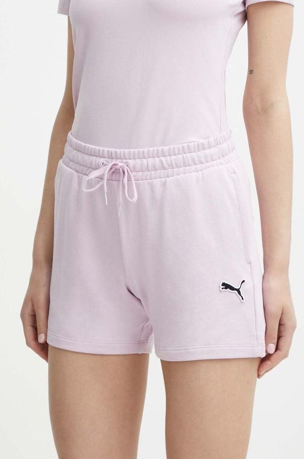 Puma Pamučne kratke hlače Puma BETTER ESSENTIALS boja: ružičasta, bez uzorka, visoki struk, 680974