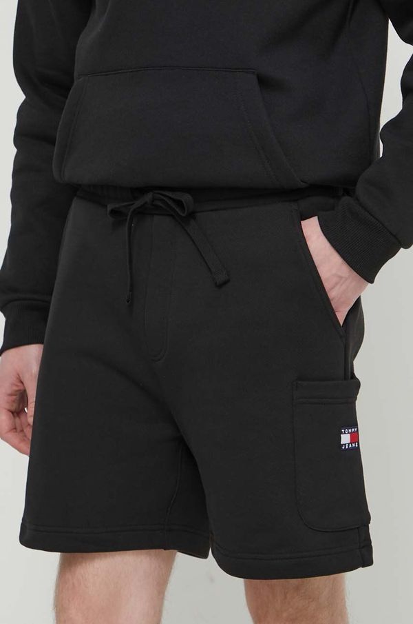 Tommy Jeans Pamučne kratke hlače Tommy Jeans boja: crna