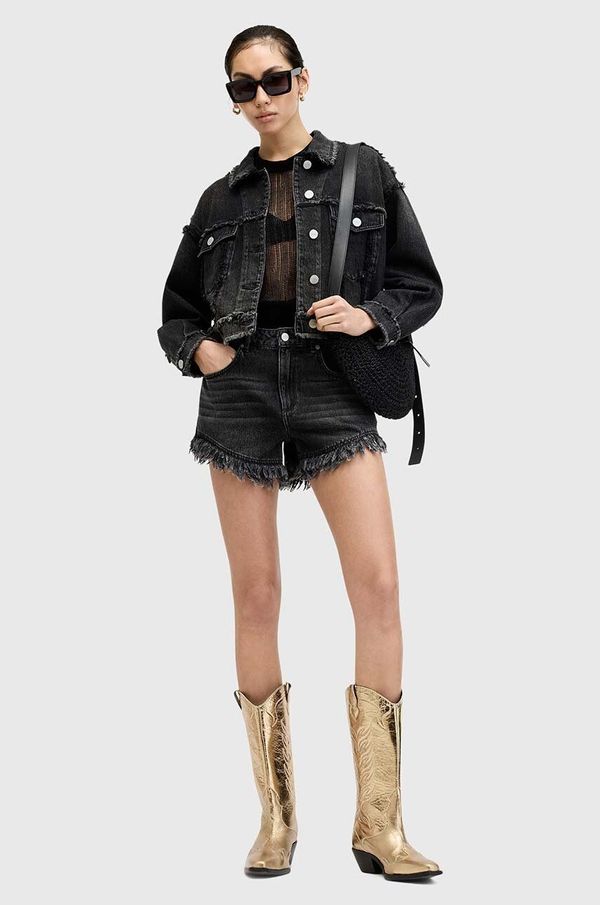 AllSaints Pamučne traper kratke hlače AllSaints HAILEY DENIM SHORT boja: crna, bez uzorka, visoki struk, W075EA