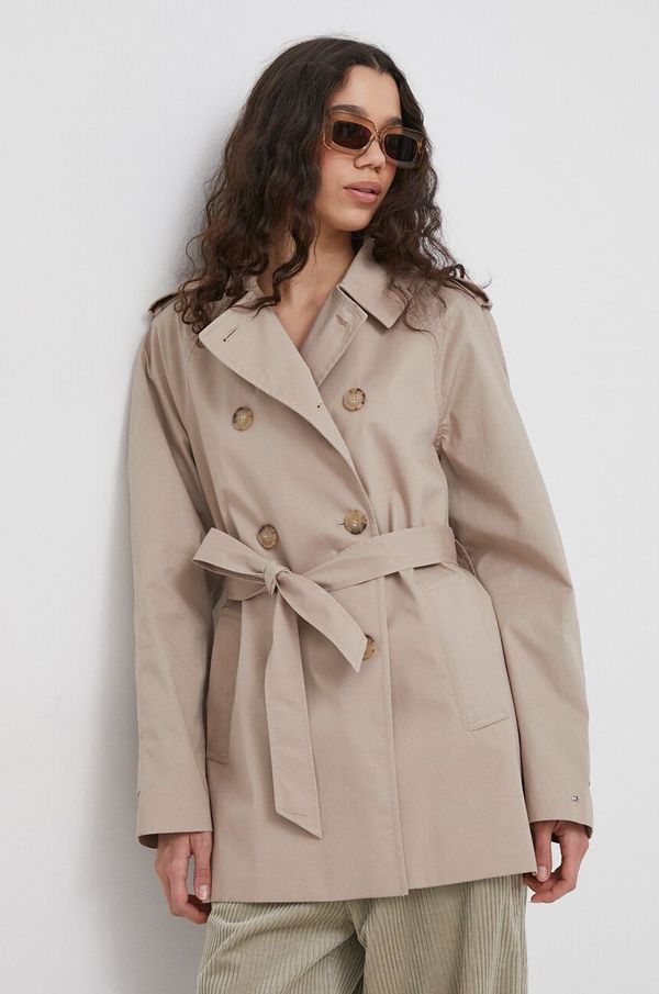 Tommy Hilfiger Pamučni baloner Tommy Hilfiger boja: bež, za prijelazno razdoblje, oversize, WW0WW40481