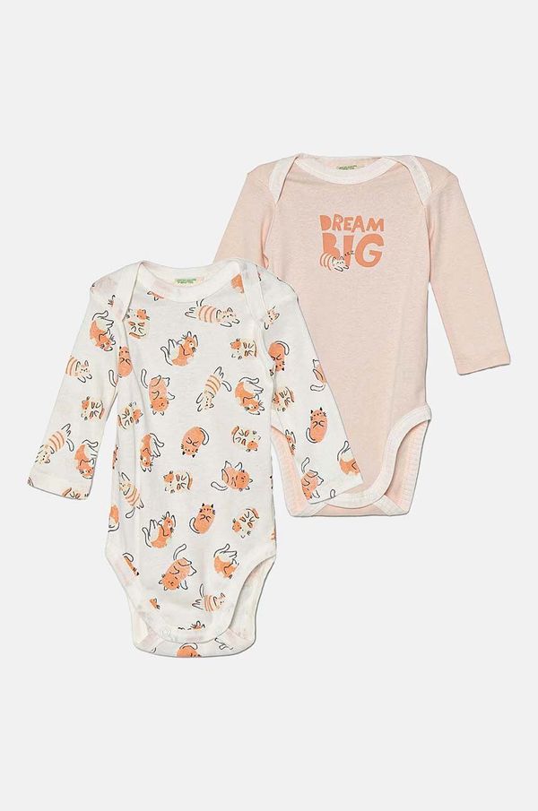 United Colors of Benetton Pamučni bodi za bebe United Colors of Benetton 2-pack 3GI70B00R