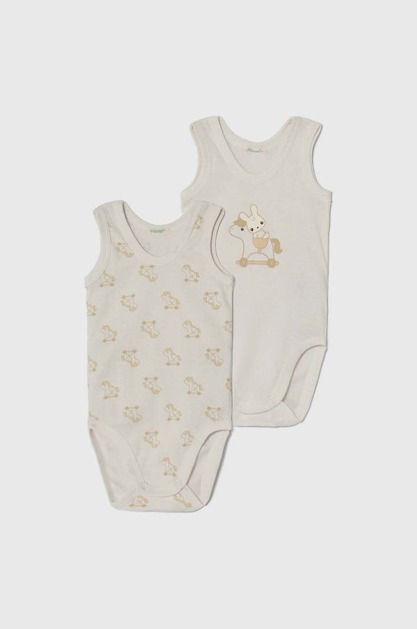 United Colors of Benetton Pamučni bodi za bebe United Colors of Benetton 2-pack