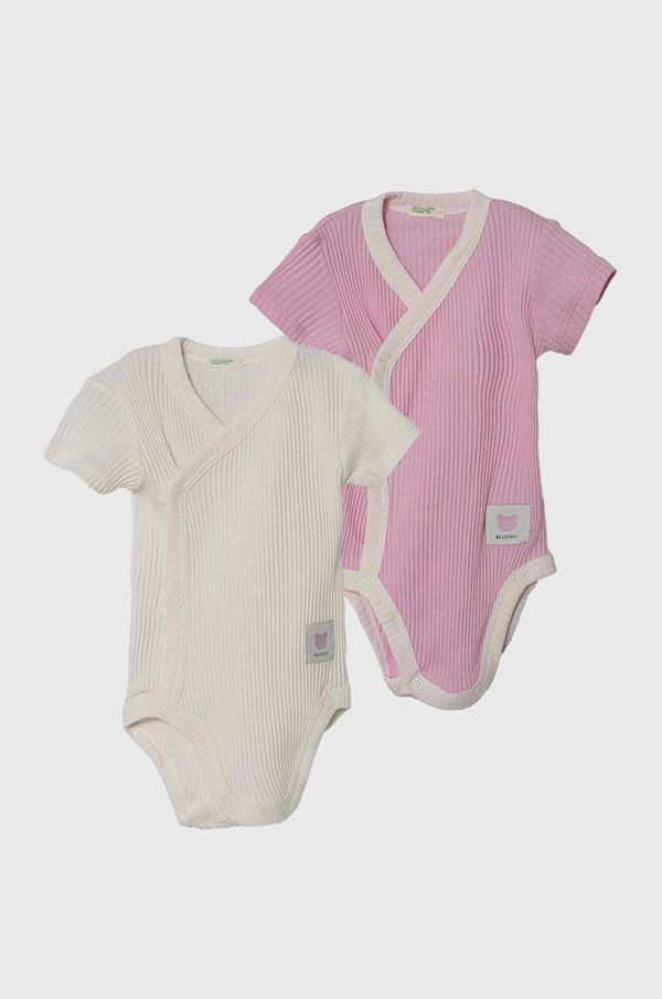 United Colors of Benetton Pamučni bodi za bebe United Colors of Benetton 2-pack