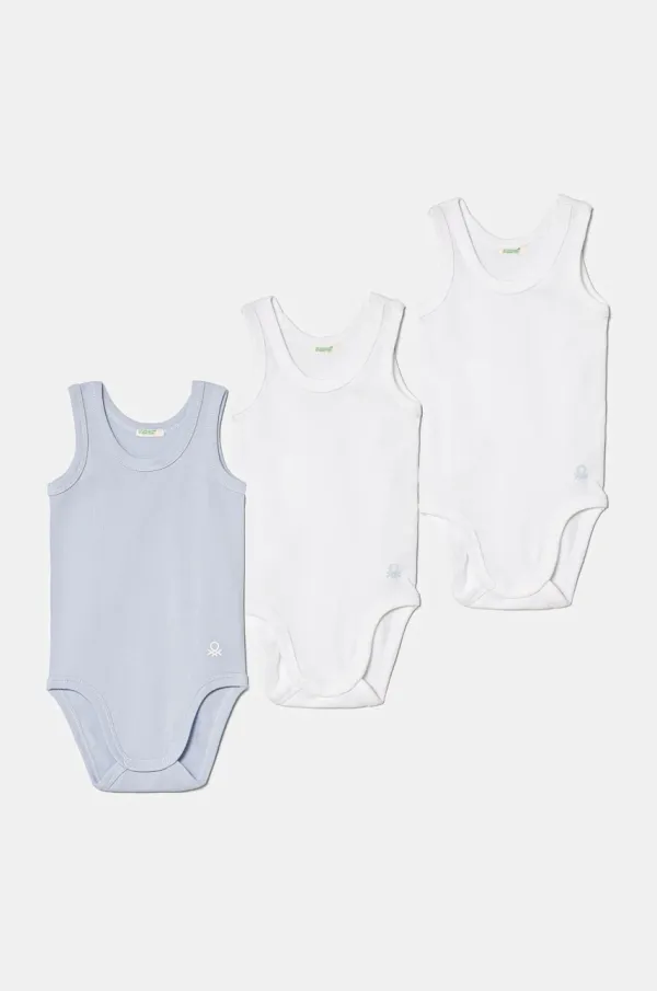 United Colors of Benetton Pamučni bodi za bebe United Colors of Benetton 3-pack 3GI70B136