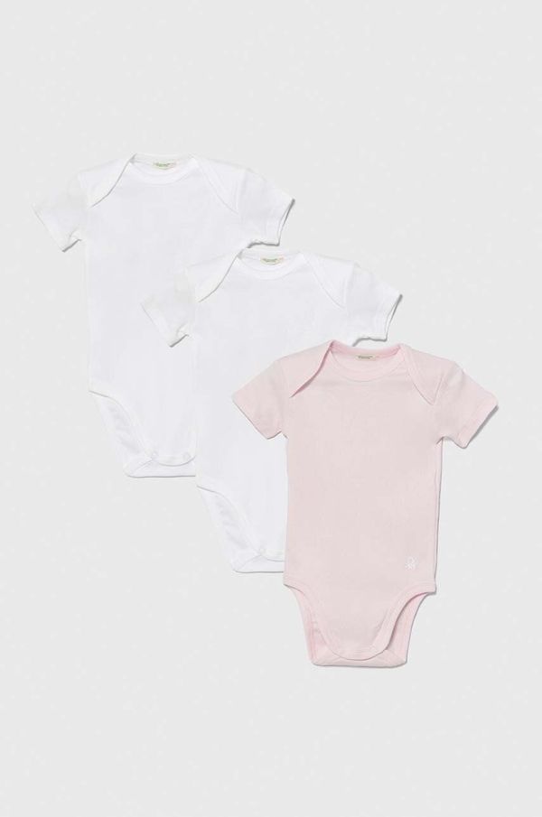 United Colors of Benetton Pamučni bodi za bebe United Colors of Benetton 3-pack