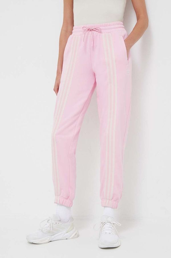 adidas Originals Pamučni donji dio trenirke adidas Originals boja: ružičasta, s aplikacijom