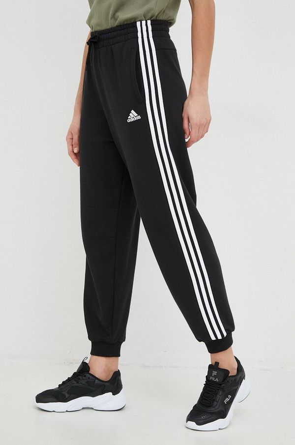 adidas Pamučni donji dio trenirke adidas za žene, boja: crna, s aplikacijom
