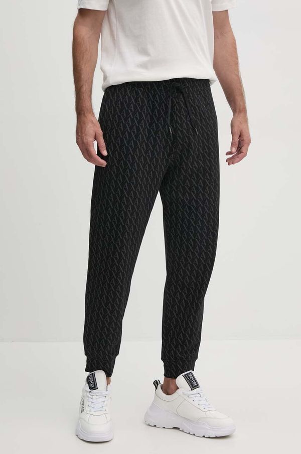 Armani Exchange Pamučni donji dio trenirke Armani Exchange boja: crna, s uzorkom, 8NZPCW ZJNRZ